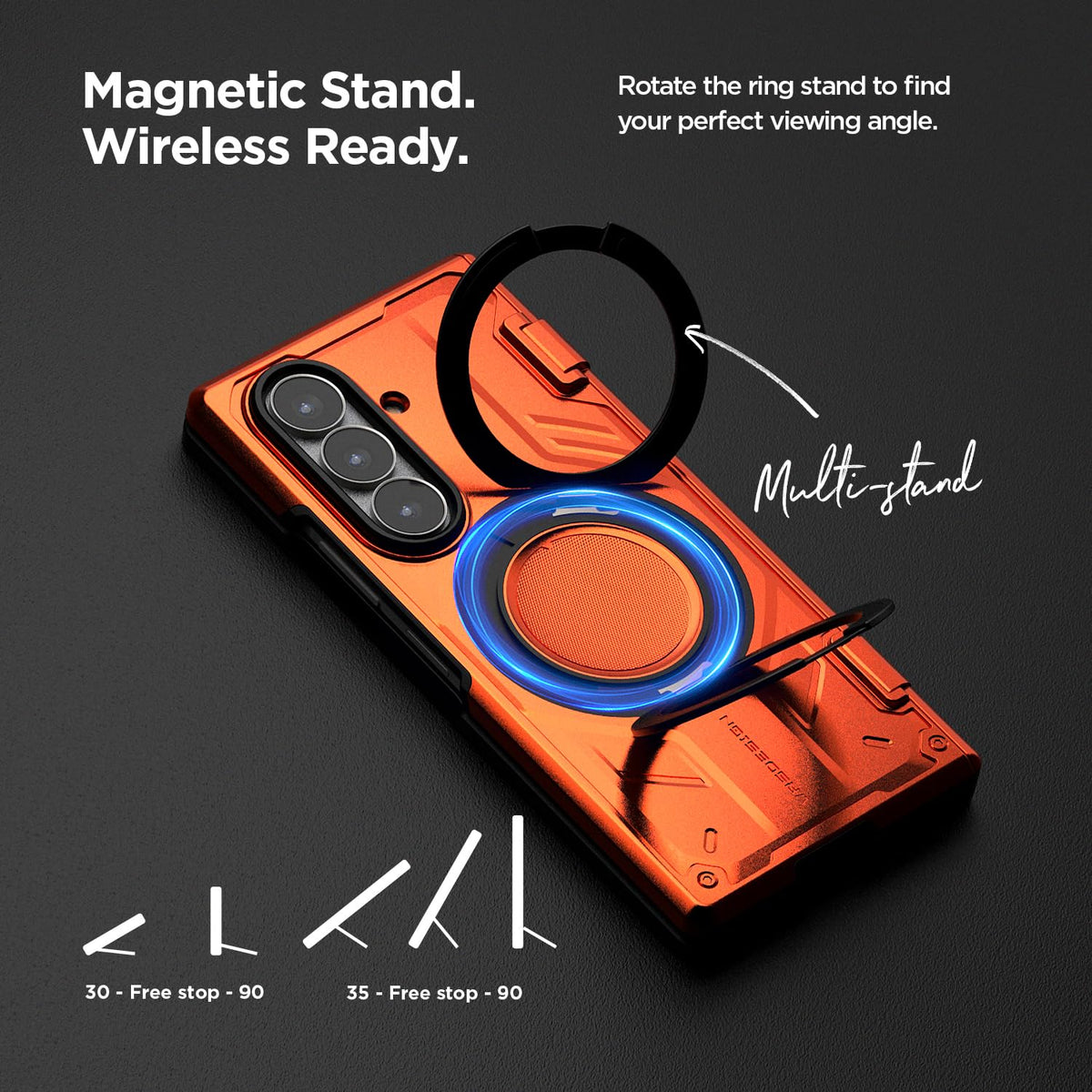 VRS DESIGN Active for Samsung Galaxy Z Fold 8 Ultra Case (2026) [Magnetic Ring Stand] [Magnetic Accessory Ready] Rugged Protective Cover - Matte Black