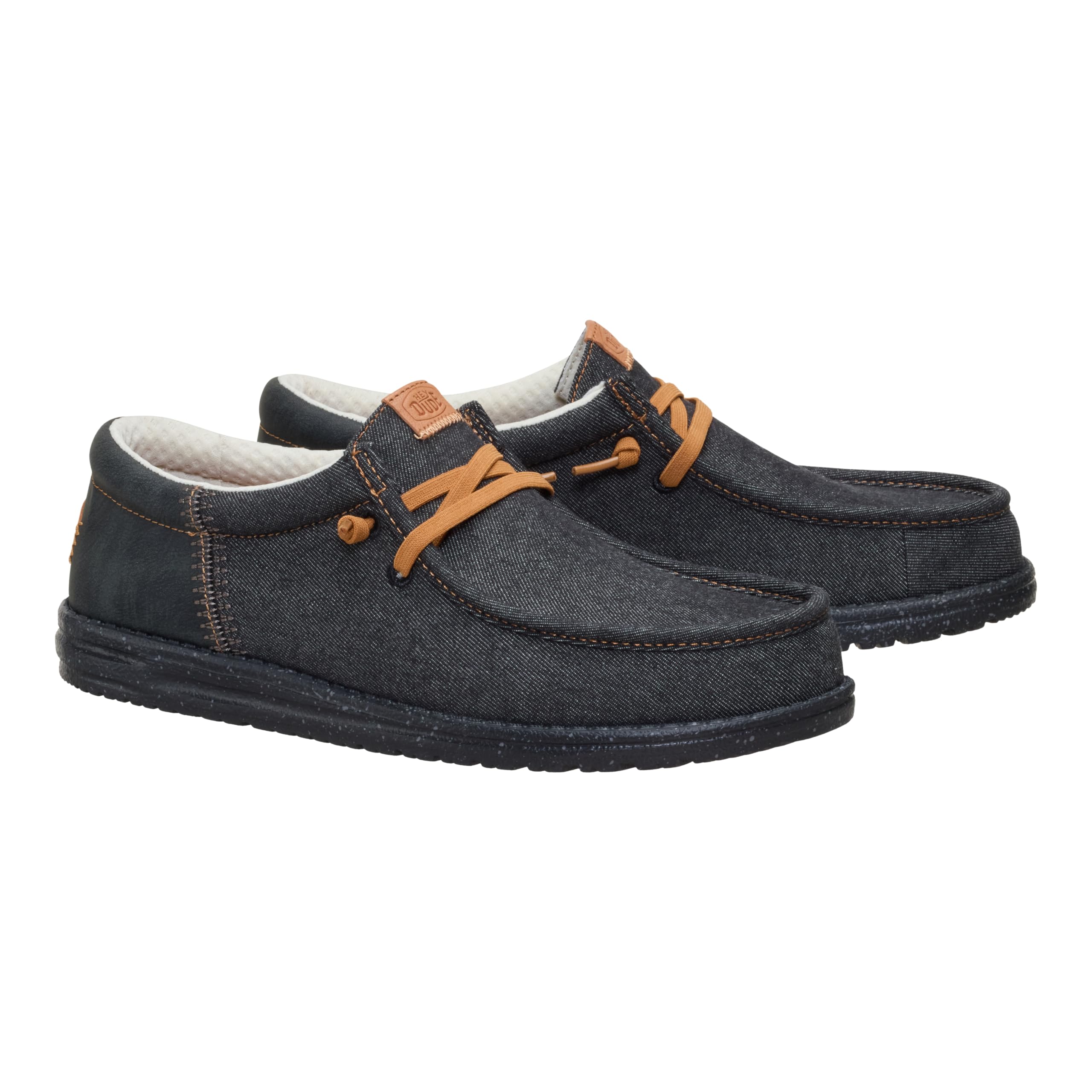 HEYDUDE Wally Funk Denim Black 11, Men’s Shoes, Slip-on Loafers, Comfortable & Light-Weight