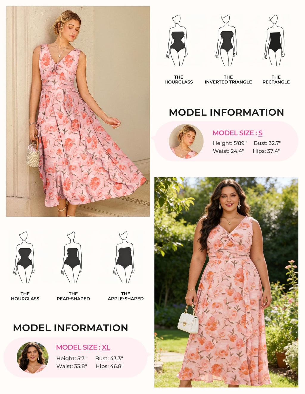 GRACE KARIN Women's Summer Sleeveless Floral Maxi Dress V Neck Formal Wedding Guest Dress A Line Beach Vacation Clothes Orange Floral L