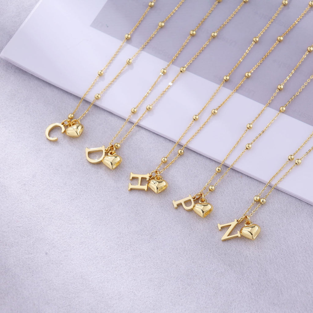 SELSHELetter Necklace for Women,Dainty Gold Initial Necklace 14K Gold Plated Cute Heart Initial Necklaces for Women Trendy Personalized Name Necklace Non Tarnish Gold Pendant Necklace Gold Jewelry