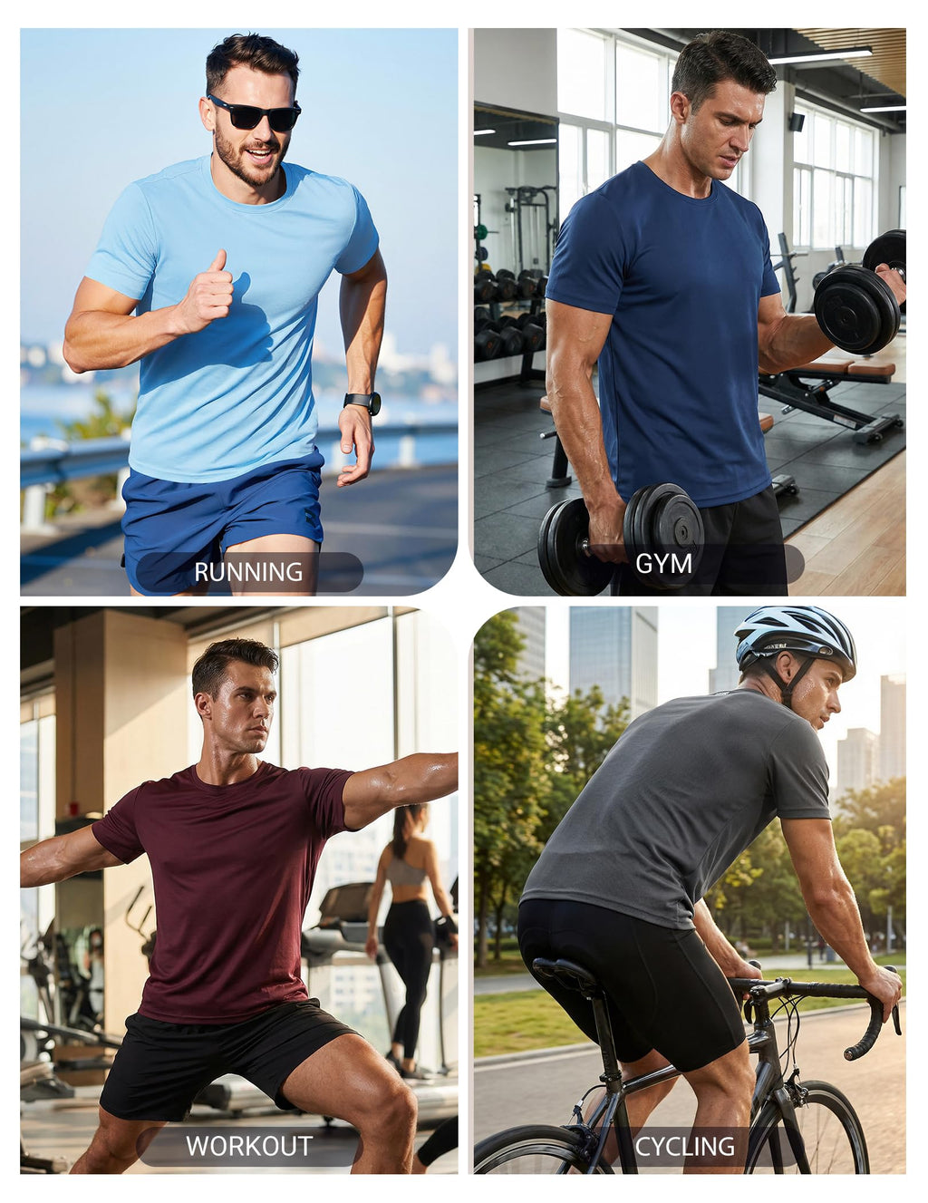 COOFANDY 3 Pack Men's Workout Shirts Quick Dry Moisture Wicking Athletic T-Shirts Casual Crew Neck Sports Tees Tops Bulk