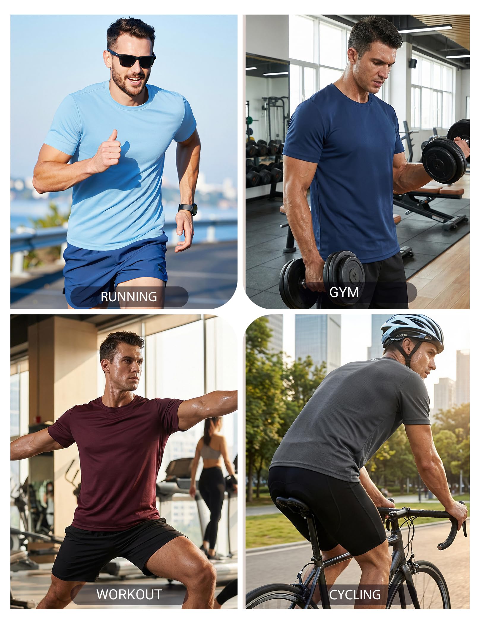 COOFANDY 3 Pack Men's Workout Shirts Quick Dry Moisture Wicking Athletic T-Shirts Casual Crew Neck Sports Tees Tops Bulk
