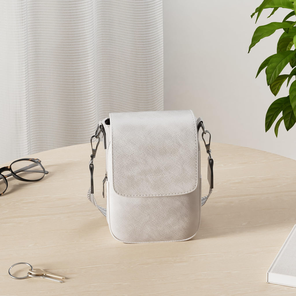 POIUGOYA Small Crossbody Bags for Women Trendy,Leather Triple Compartment Cell Phone Crossbody Wallet Purses with Card Slots