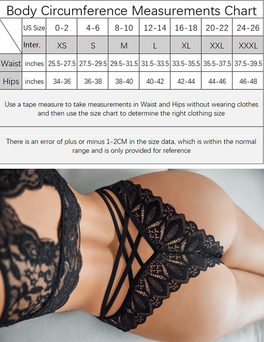 Avidlove Womens Underwear Lace Cheeky Panties Criss Cross Back Bikini Thongs Sexy Undies Black M
