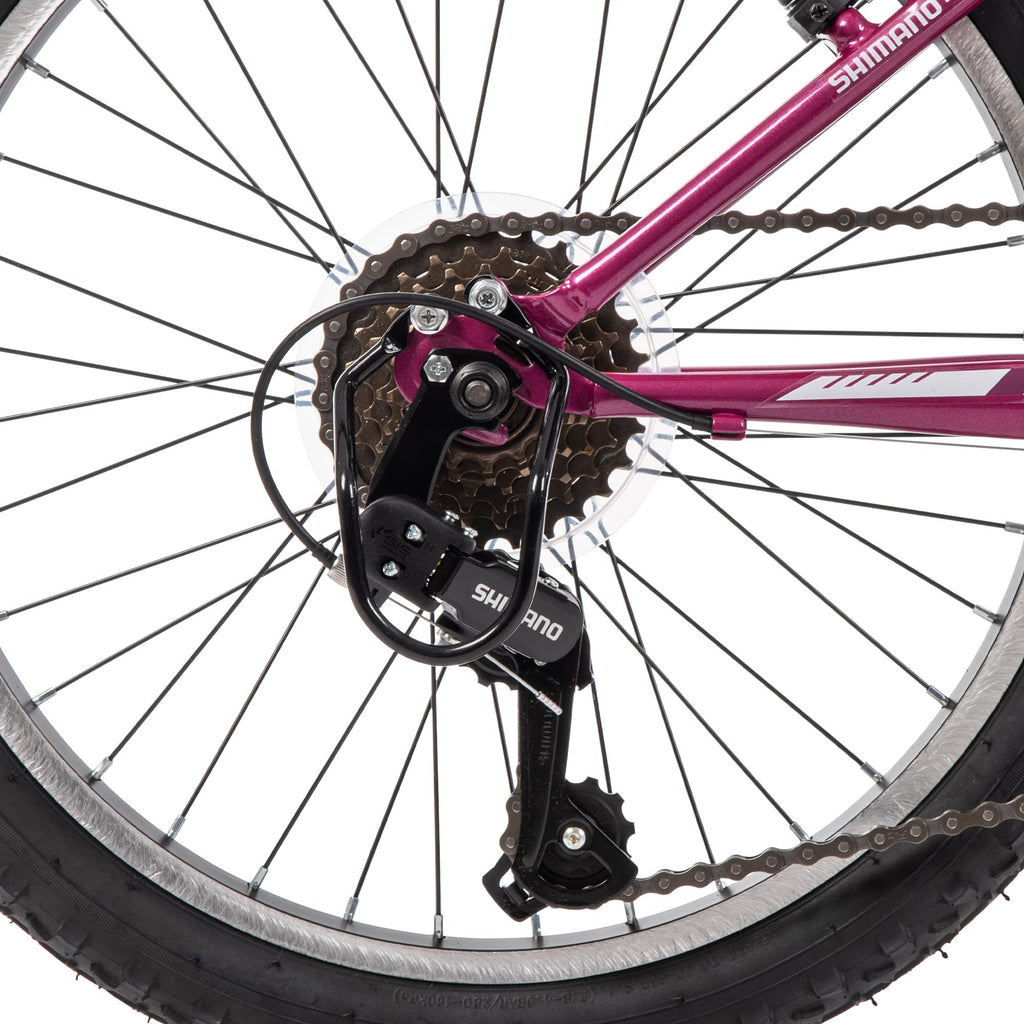 Huffy Stone Mountain Womens 20 Inch Mountain Bike, Orchid Gloss Frame, 6-Speed Shimano Twist Shifting, Front Suspension, Comfort Saddle | 20"/24"/26" Sizes, 6-21 Speeds, Dual Suspension Available
