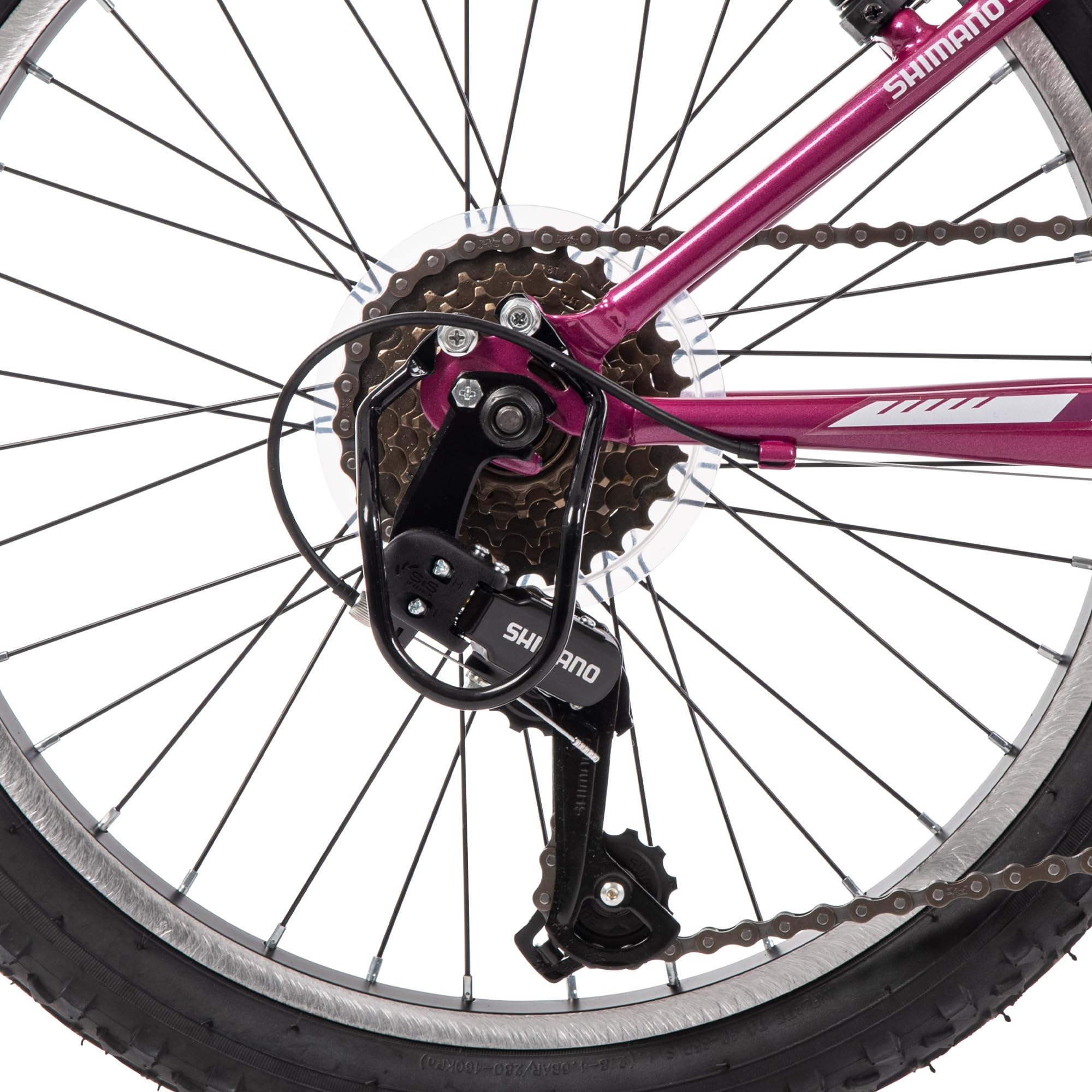 Huffy Stone Mountain Womens 20 Inch Mountain Bike, Orchid Gloss Frame, 6-Speed Shimano Twist Shifting, Front Suspension, Comfort Saddle | 20"/24"/26" Sizes, 6-21 Speeds, Dual Suspension Available