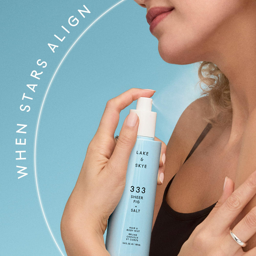 Lake & Skye 333 Sheer Fig + Salt Hair & Body Mini Mist - Travel Size, Hydrating, Fruity, Woody - 1 fl oz