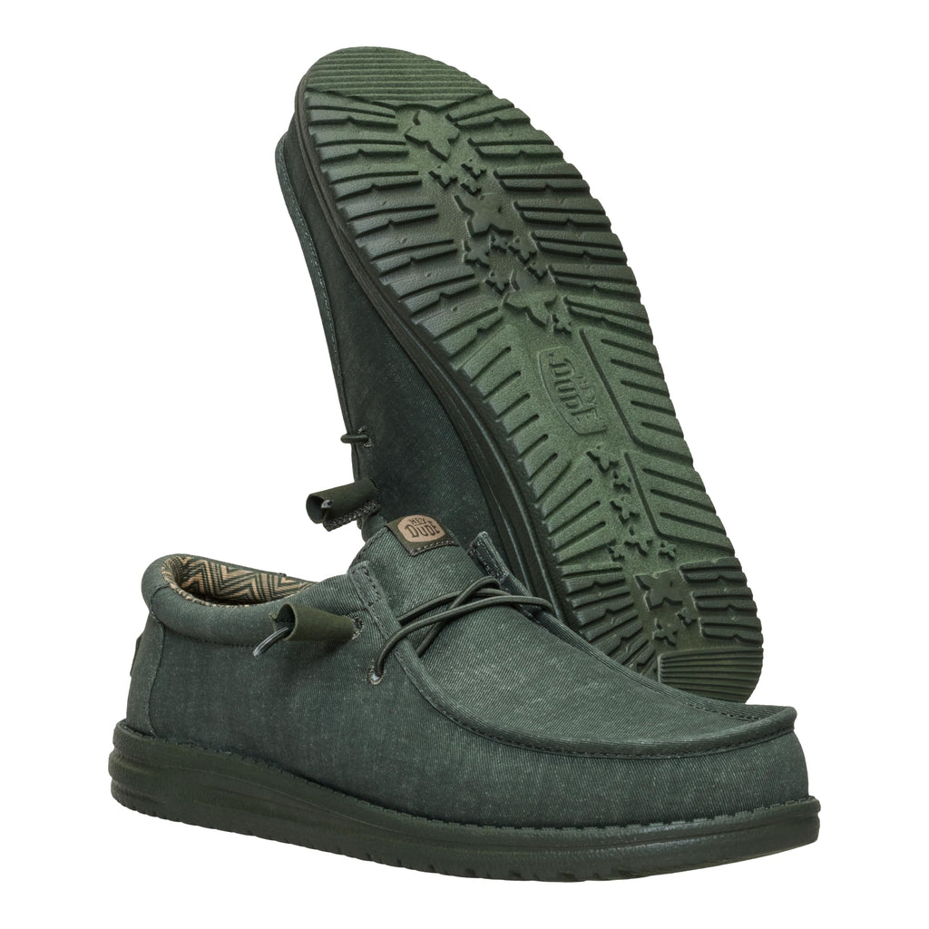 HEYDUDE Wally Stretch Canvas Deep Green Size 11, Men’s Shoes, Slip-on Loafers, Comfortable & Light-Weight