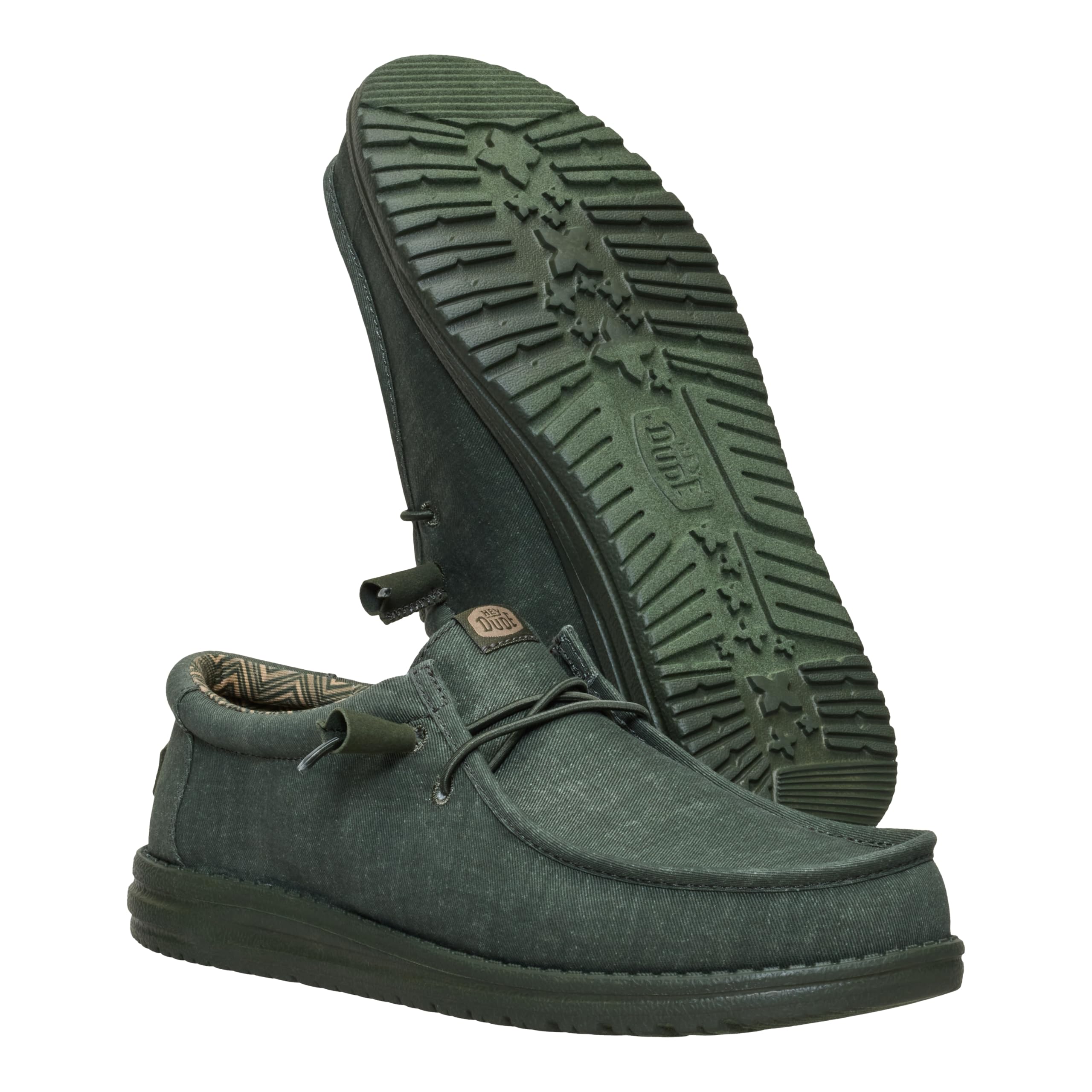 HEYDUDE Wally Stretch Canvas Deep Green Size 11, Men’s Shoes, Slip-on Loafers, Comfortable & Light-Weight