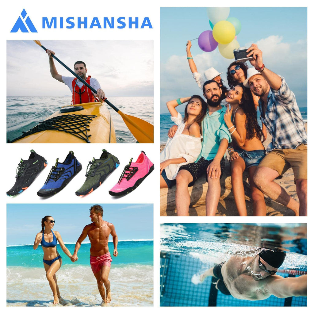 Mishansha Water Shoes for Women Men, Quick-Dry Barefoot Swim Shoes with Drainage Holes, Lightweight Aqua Shoe for Beach Pool River Boating Yoga Walking 12.5 Women/11 Men Red