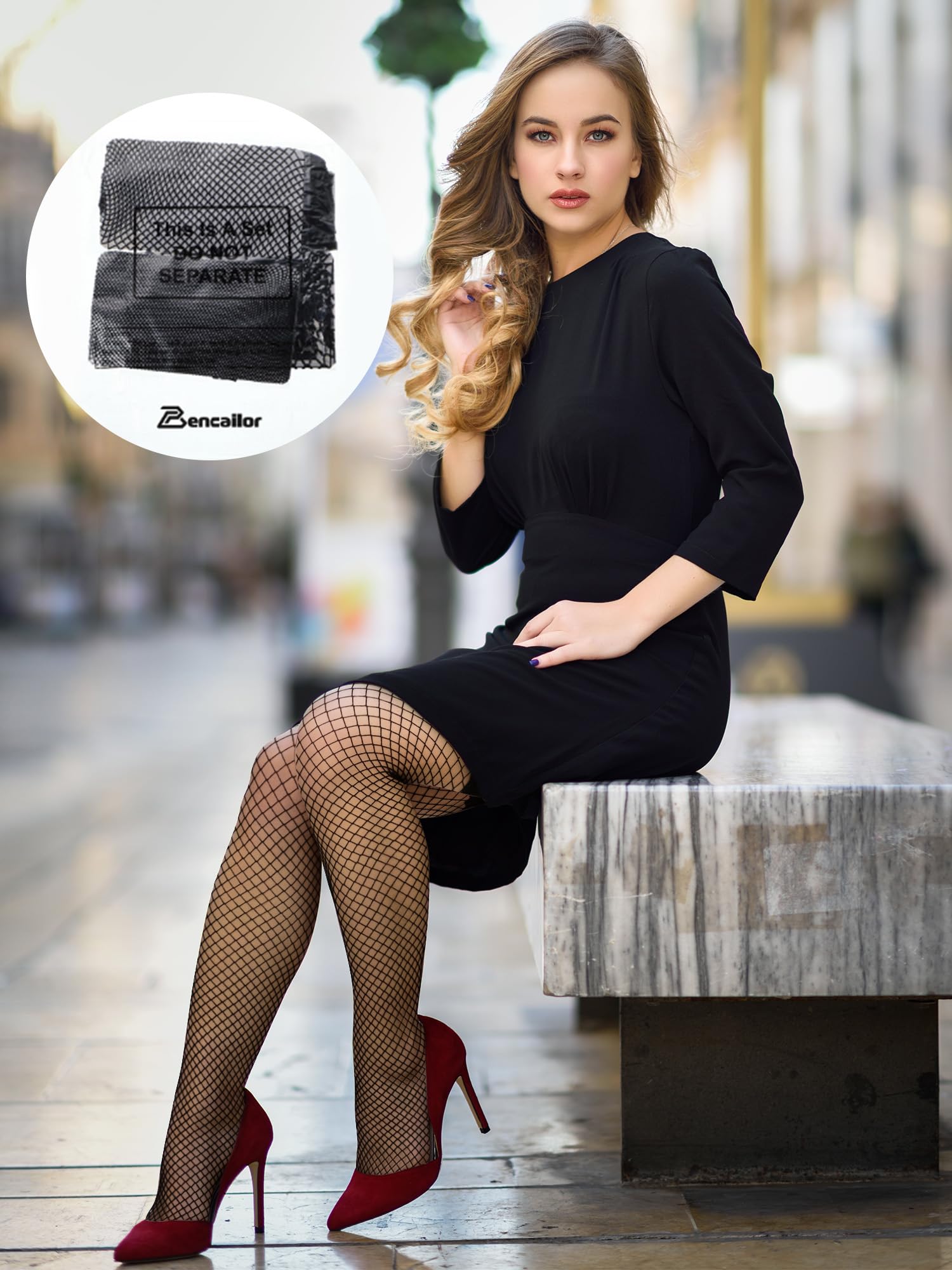 Bencailor 4 Pairs 4/6/12 Pairs Fishnet Thigh High Stocking for Women Silicone Lace Top Sheer Over Knee Stockings (Black,Medium)