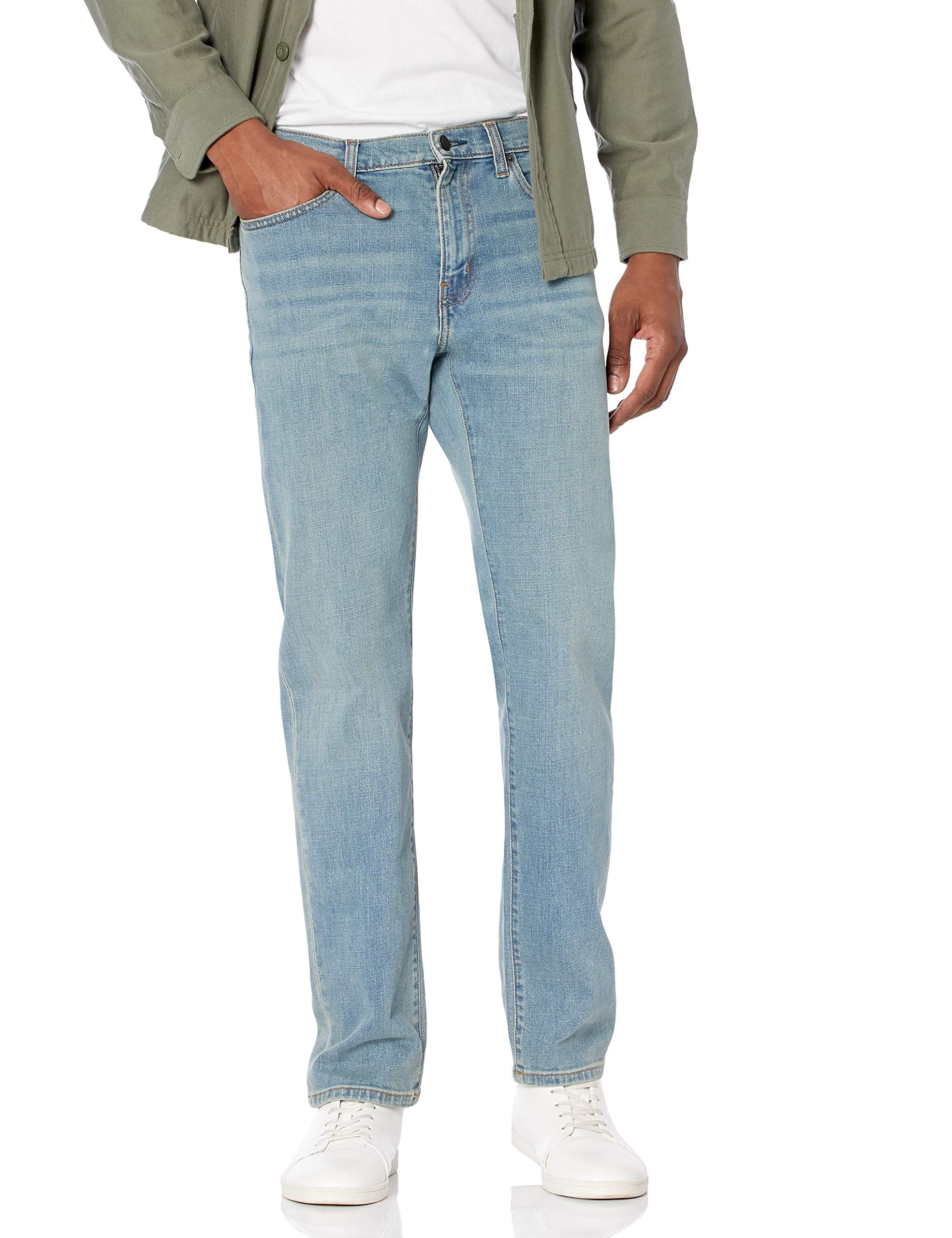 Amazon Essentials Men's Straight-Fit Stretch Jean - Discontinued Colors, Light Blue Vintage, 33W x 32L