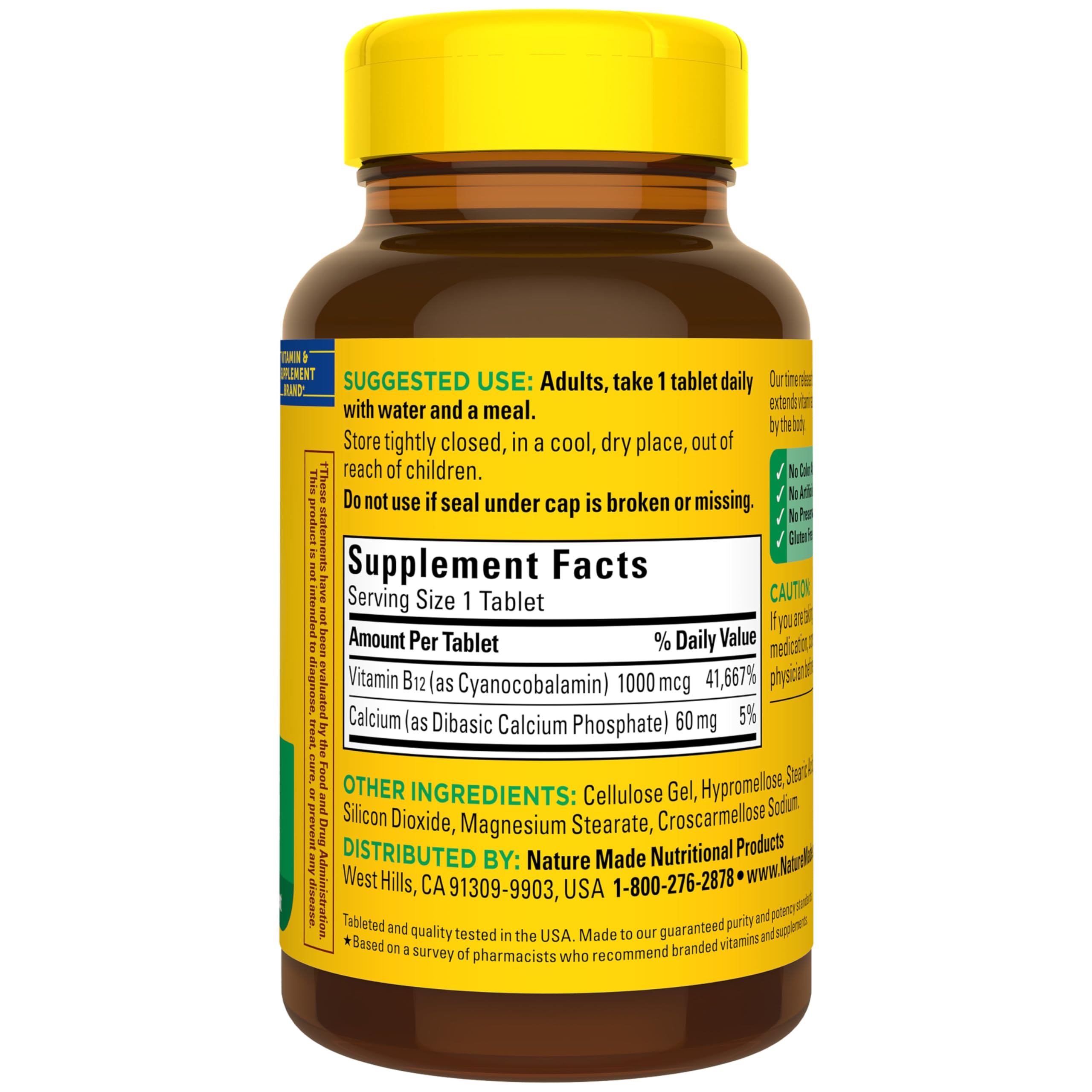 Nature Made Vitamin B12 1000 mcg, B12 Vitamins, Dietary Supplement for Energy Metabolism Support, 160 Time Release Tablets, 160 Day Supply