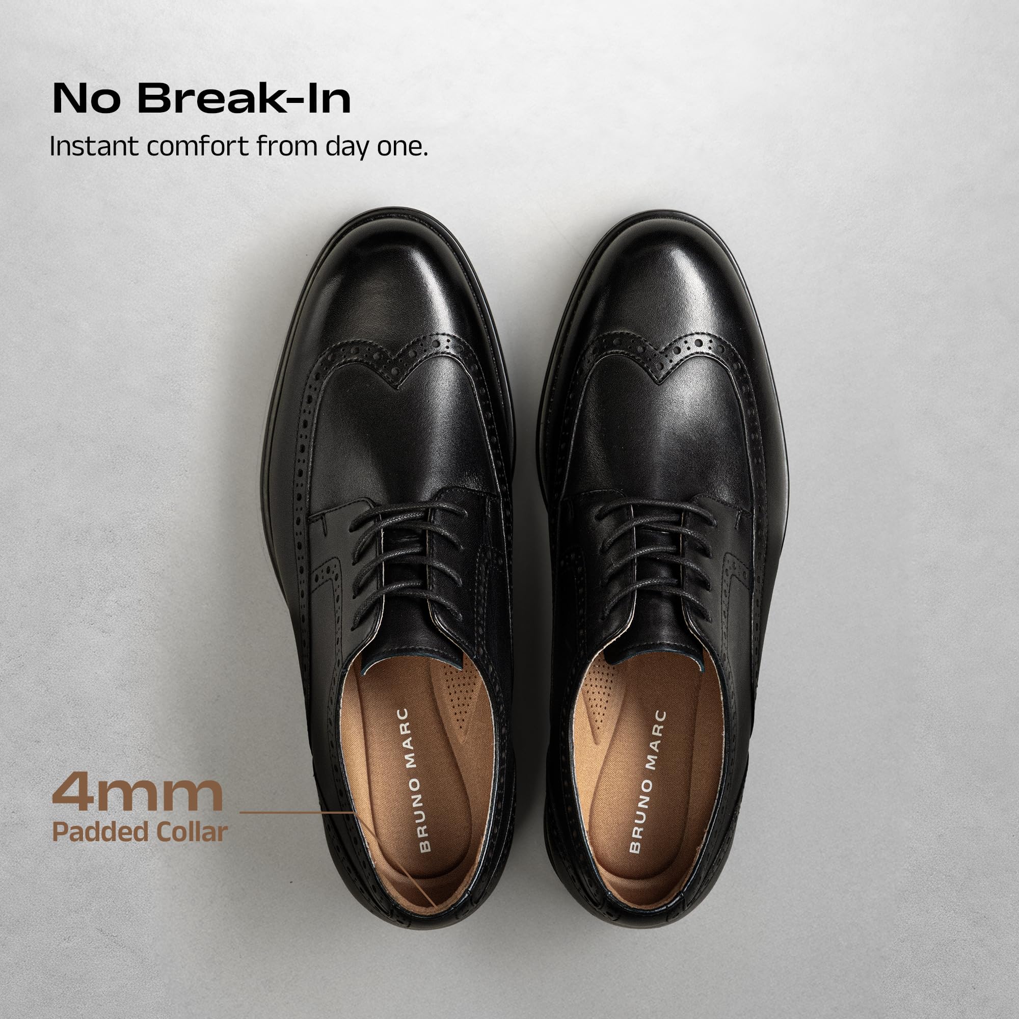Bruno Marc Men's Brogue Wingtip Oxfords, Full Grain Leather Dress Shoes Flexible Forefoot for Work & Business Comfort Lightweight Lace Classic Formal Shoes,Size 10.5,Black,SBOX26008M