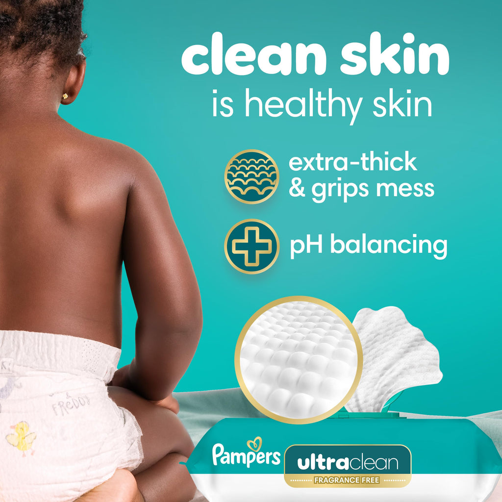 Pampers Ultra Clean Baby Wipes (Previously 'Free & Gentle'), 99% Water, Hypoallergenic, Unscented, 100% Plant Based, Plastic-Free, 936 Baby Wipes Total (12X Flip-Top Packs) [Packaging May Vary]