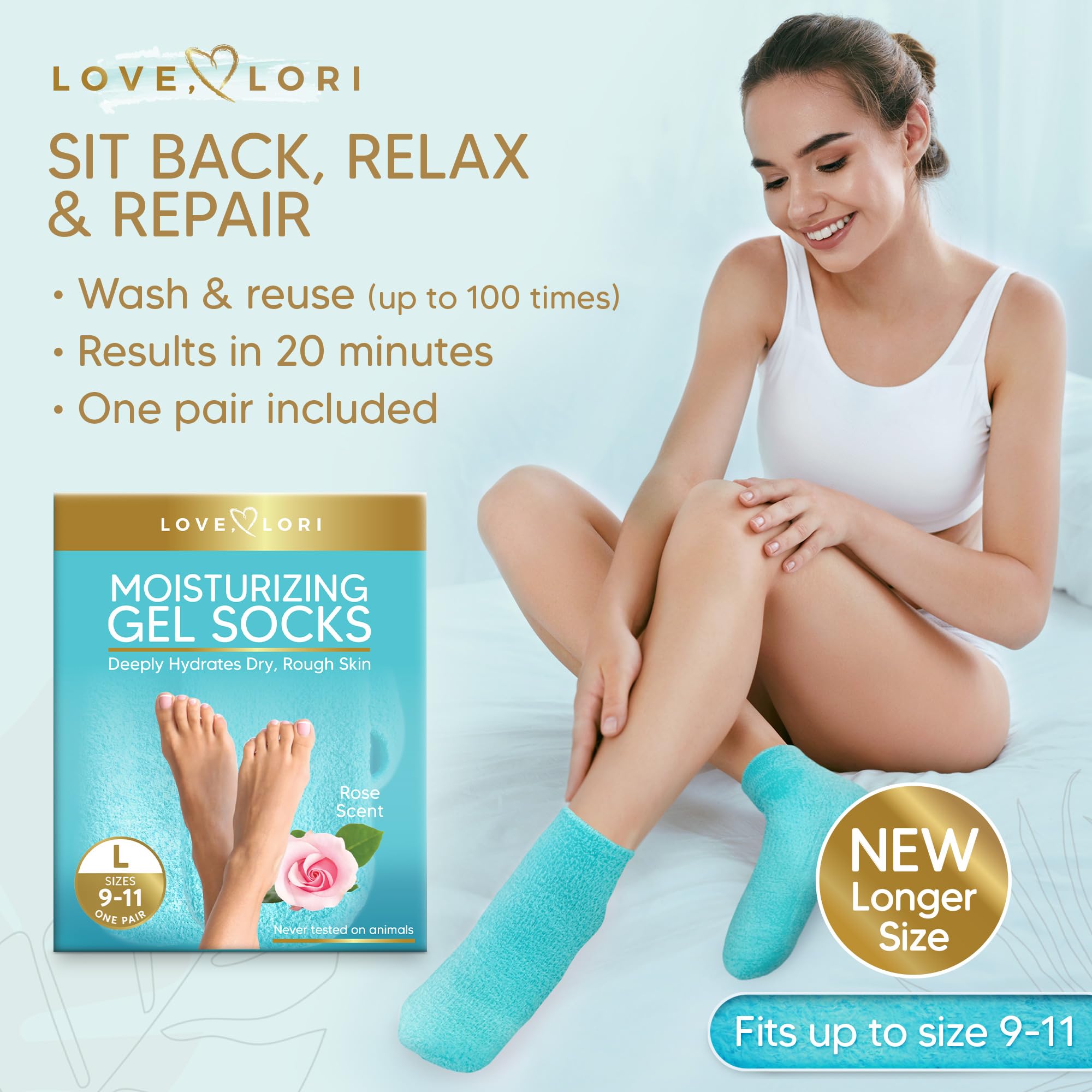 Moisturizing Socks (Size 9-11) Gel Silicone Aloe Socks Spa Gifts for Women - Infused with Vitamin E & JoJoba Oil - Self Care Gifts for Women