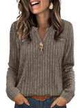 Sampeel Sweaters for Women Fall Clothes Fashion 2025 Business Casual Outfits Long Sleeve Tops Dressy Casual Blouses Brown XL