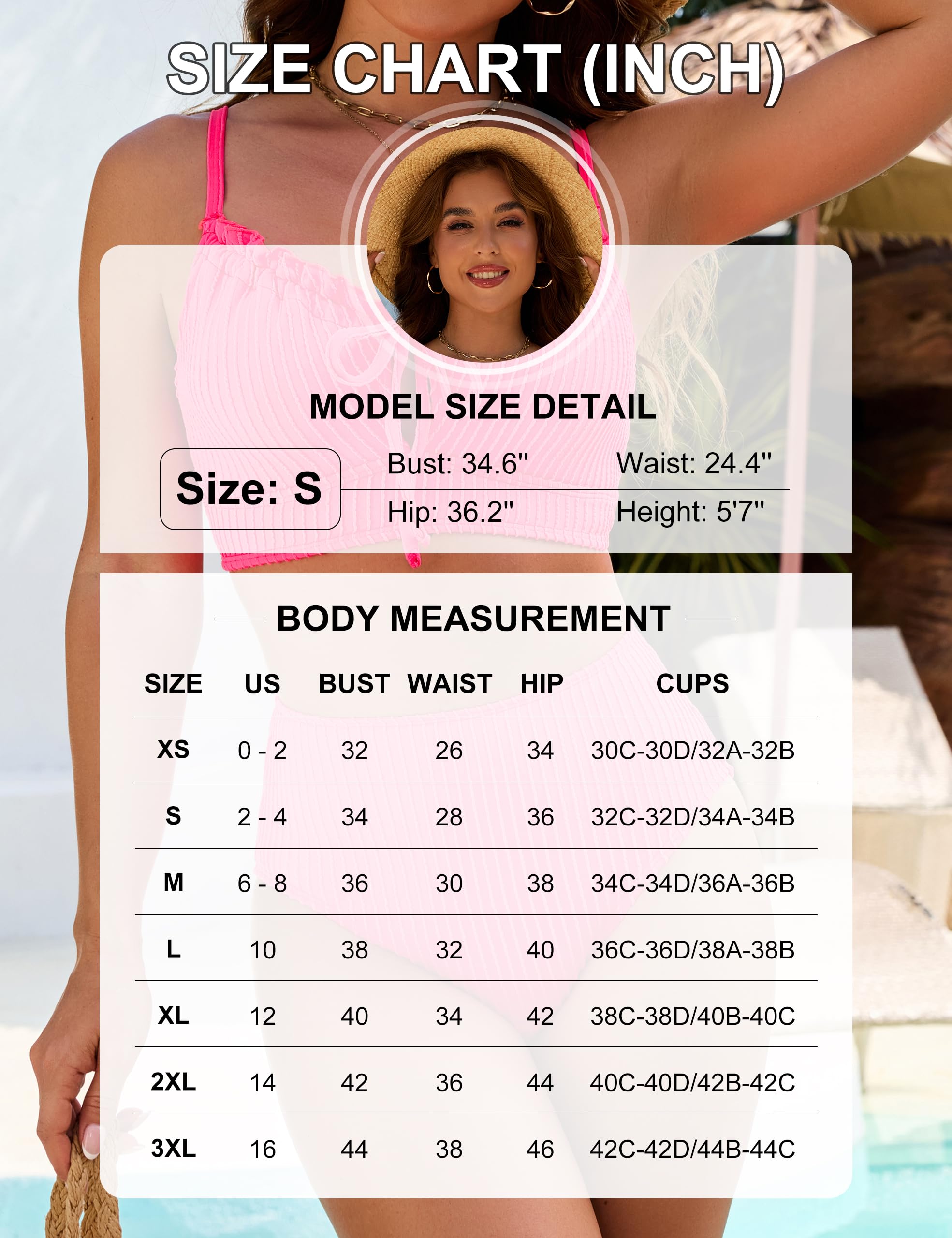 BMJL High Waisted Bikini Sets for Women Textured Tummy Control Swimsuits Two Piece Cutout Beach Swim Bathing Suits(L,Sky Blue)
