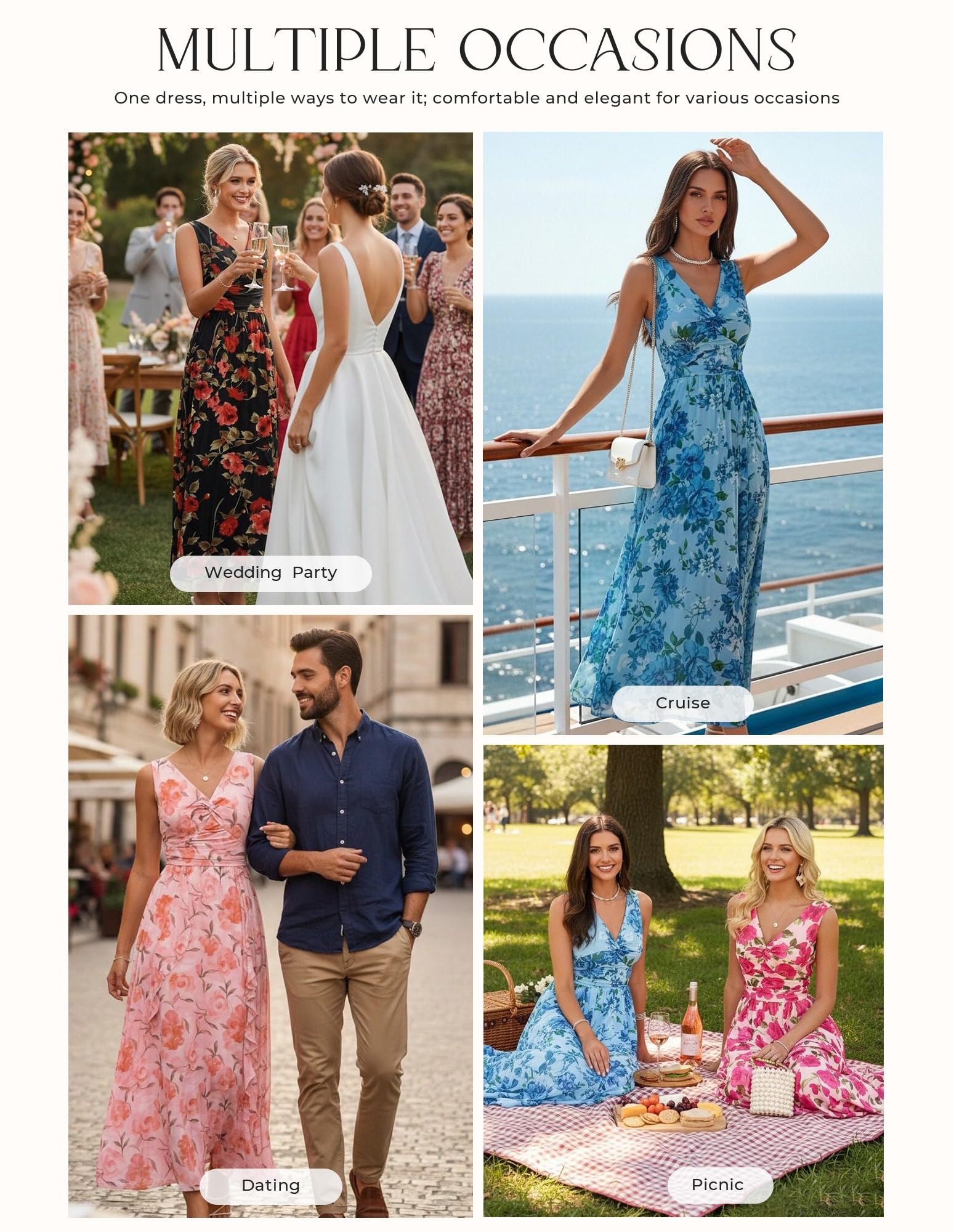 GRACE KARIN Women's Summer Sleeveless Floral Maxi Dress V Neck Formal Wedding Guest Dress A Line Beach Vacation Clothes Orange Floral L