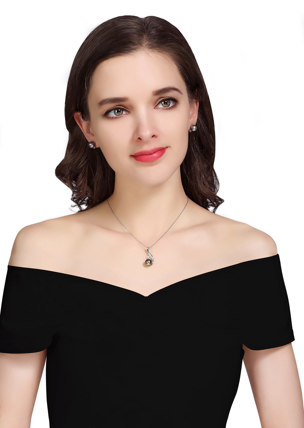 CHAULRI Tahitian Black Pearl Necklaces for Women - Anniversary, Birthday, Valentines Day Gifts for Wife, Girlfriend, Mom 18K White Gold Plated 925 Sterling Silver Real Pearl Jewelry