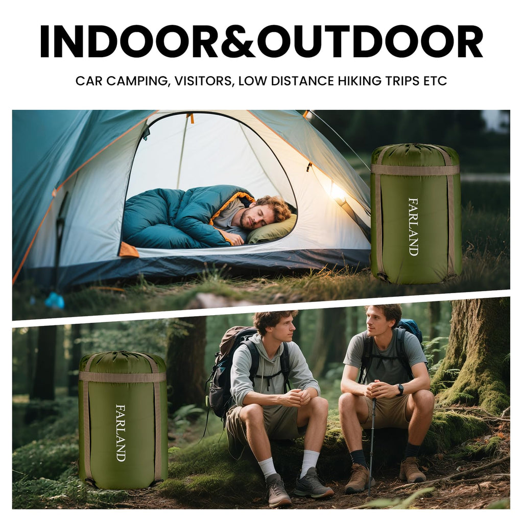 FARLAND Sleeping Bags for Adults, 3 Season Warm & Cool Weather, Lightweight Camping Sleeping Bag for Kids Family Camping Essentials with Compression Sack for Hiking