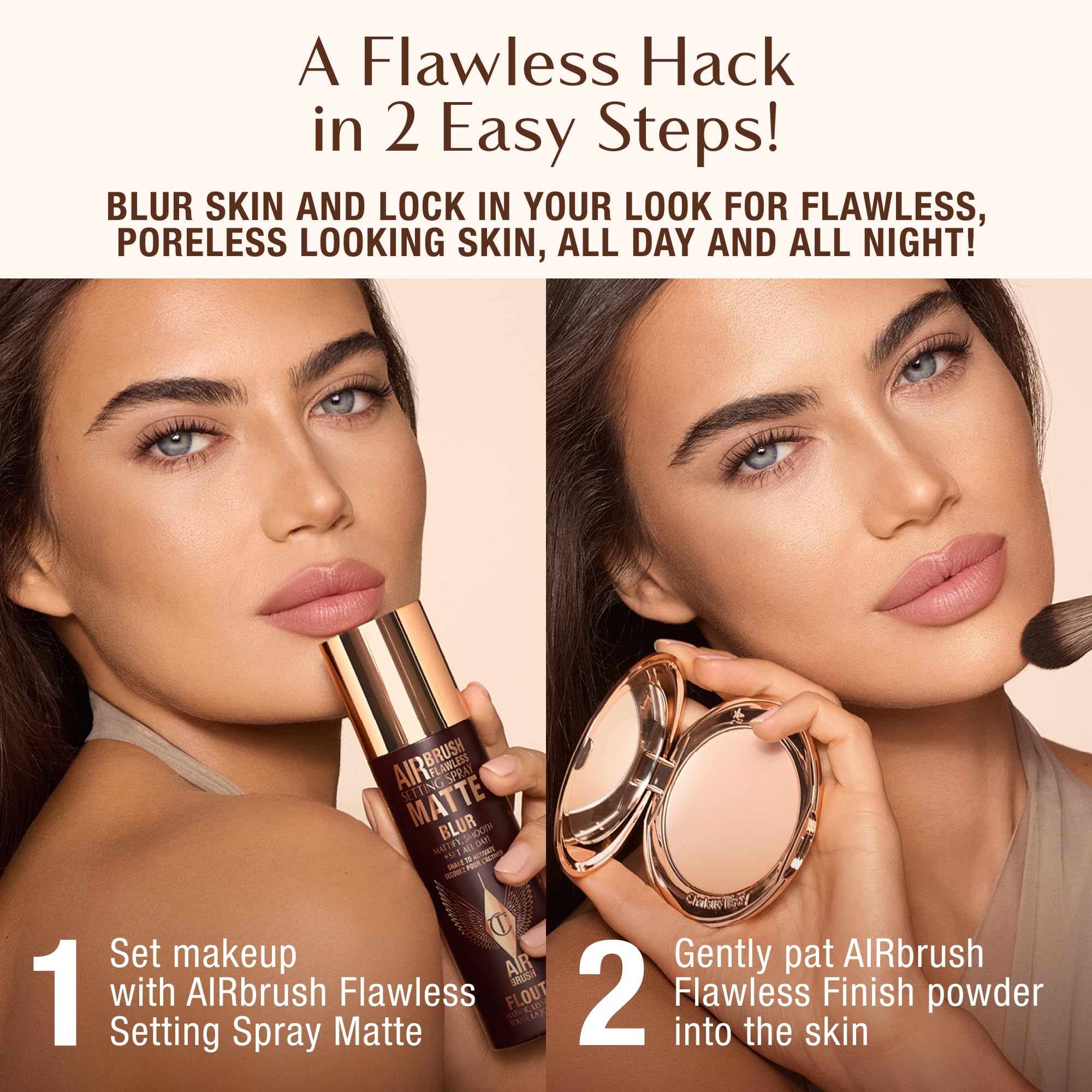 Charlotte Tilbury Airbrush Flawless Matte Setting Spray – Ulta-Fine Mist to Prime & Set Makeup Up to 16Hr – Oil and Shine Control with Blurring Matte Finish, Humidity & Waterproof