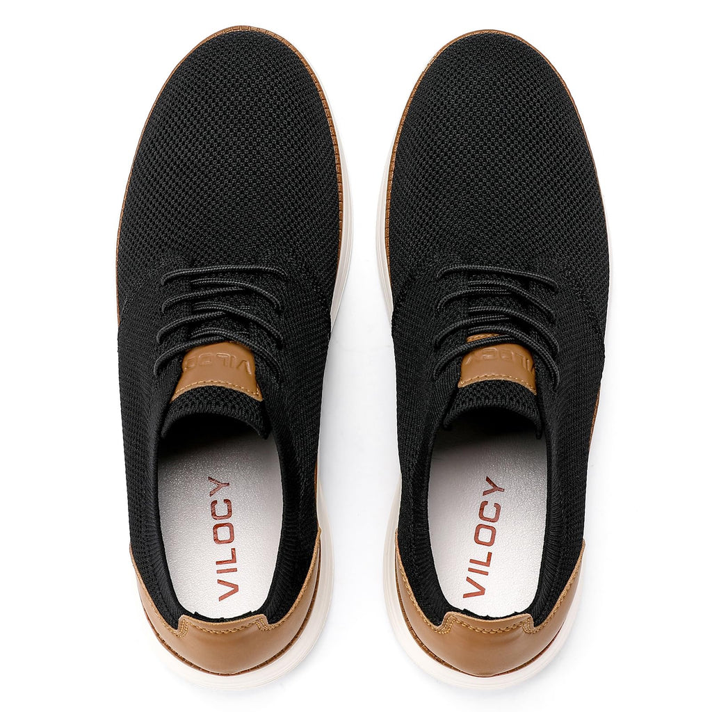 VILOCY Men's Fashion Dress Sneakers Casual Walking Shoes Business Oxfords Comfortable Breathable Lightweight Tennis Zapatos para Hombre Black,US11 EU44