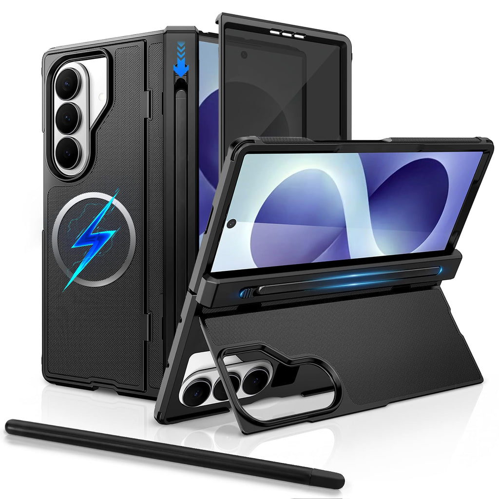 LIDEEYA for Z Fold 8 Ultra Case with S Pen Slot & Pen Privacy Screen Black
