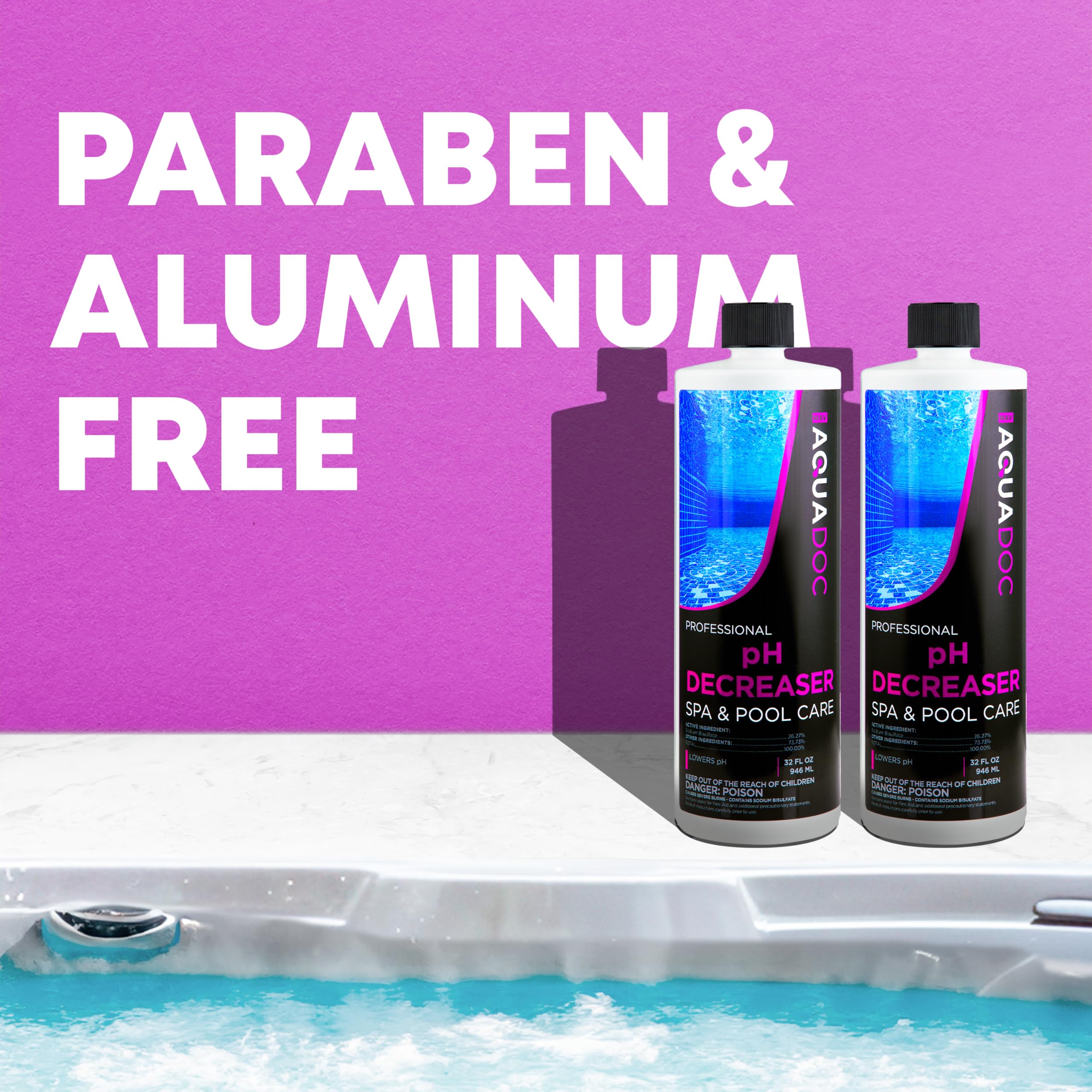 AquaDoc Spa pH Decreaser - Liquid pH Down for Hot Tubs, 32 oz (2 Pack)