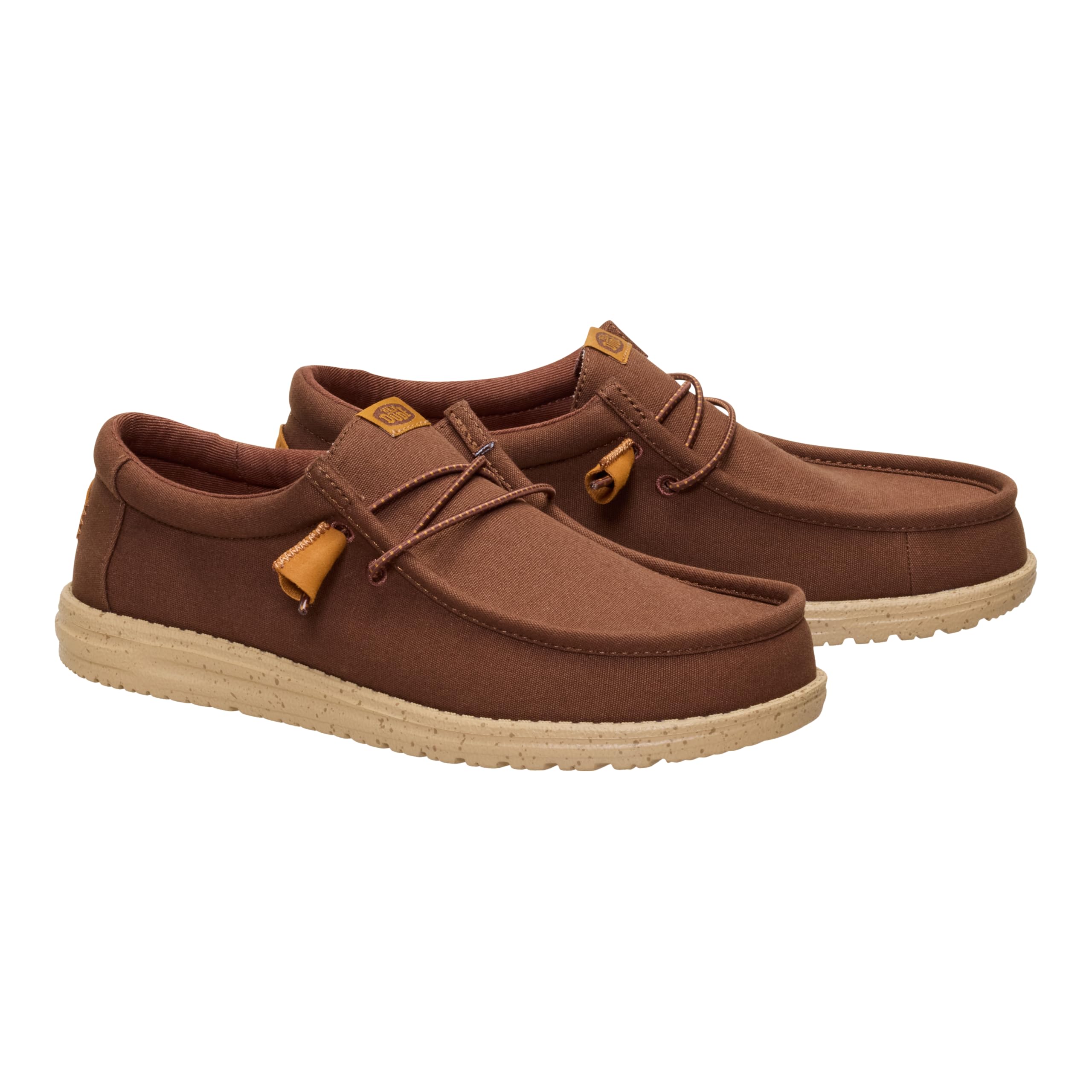 HEYDUDE Men's Wally Canvas Brown Size 12, Men’s Shoes, Slip-on Loafers, Comfortable & Light-Weight