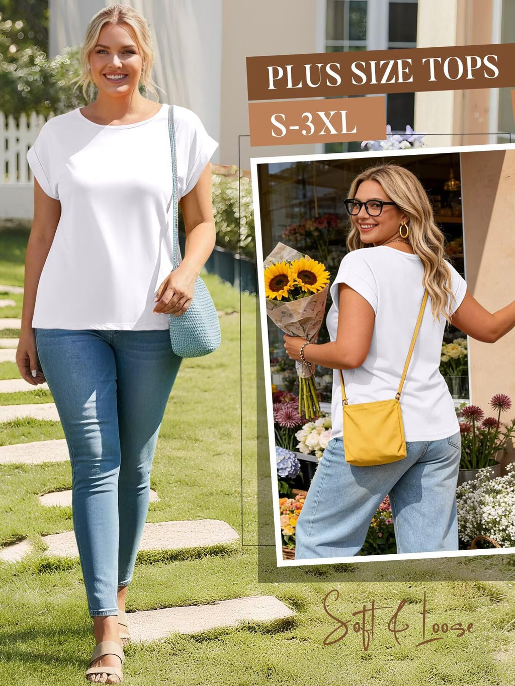 Bliwov Womens T Shirts Summer Tops Cap Sleeve Crewneck Casual Business Blouses 2026 Spring Clothes Fashion Outfits White