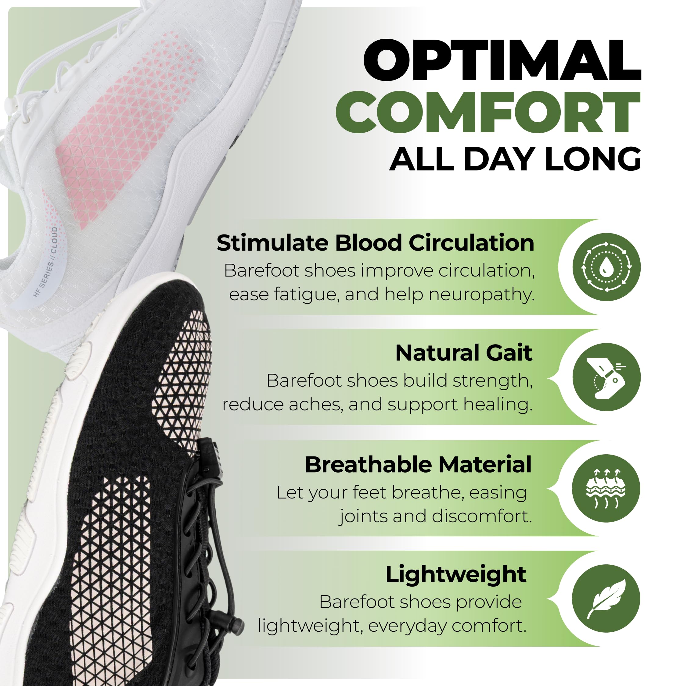 Hike Footwear HF Flow Barefoot Shoes for Women & Men - Minimalist Shoes with Arch-Support, Breathable Splash-Proof & Versatile Boot, Ergonomic Pain-Relief Posture Improvement Hiking Boots Black