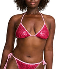 Victoria's Secret Pink | Elle Sequin Triangle String Bikini Top, Pink Lollipop, XXS