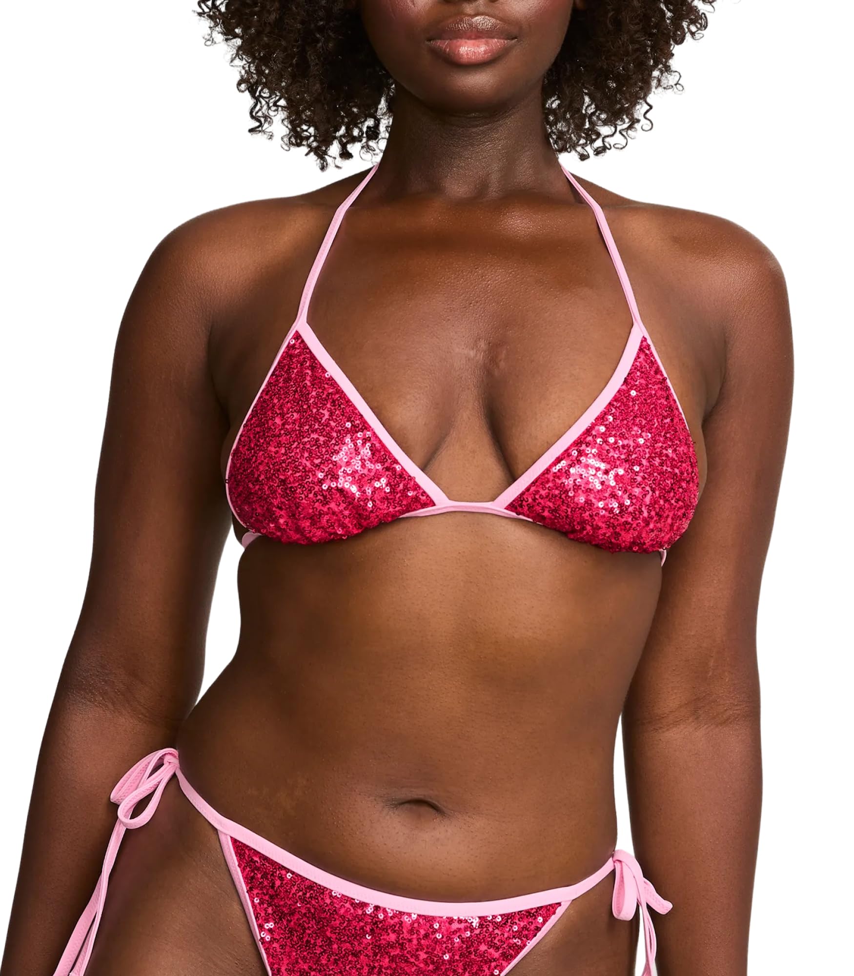 Victoria's Secret Pink | Elle Sequin Triangle String Bikini Top, Pink Lollipop, XXS