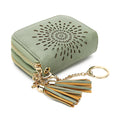 APHISON RFID Credit Card Holder Zipper Card Case Keychain Small Wallet for Women 1942-2 GREEN
