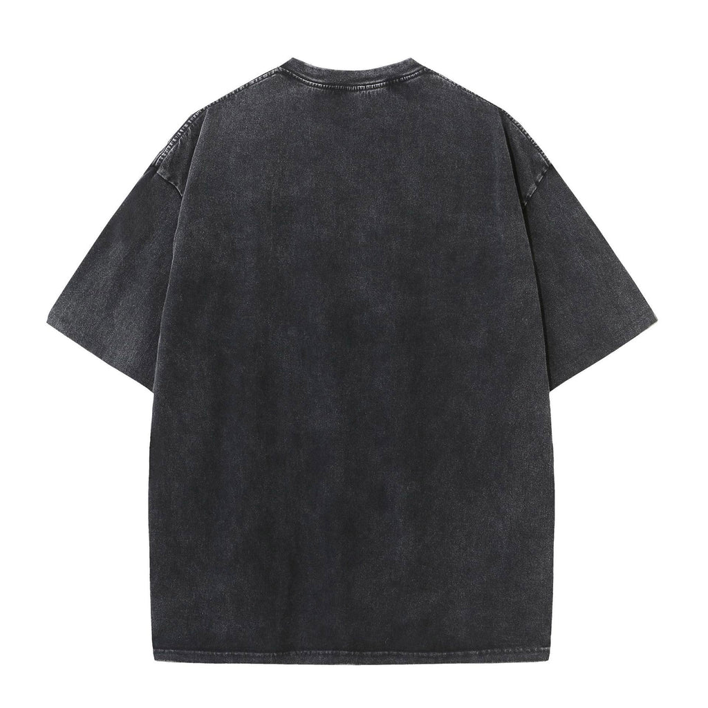 UOUA Mens Graphic Tees Vintage Oversized T-Shirts Casual Acid Wash Cotton Streetwear (S-2XL) Rose-Black