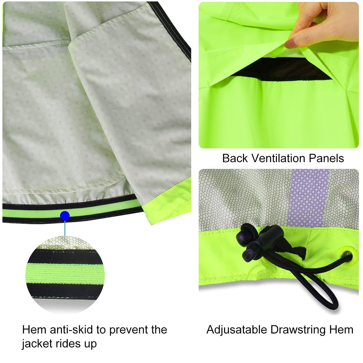 baleaf Mens Rain Jacket Waterproof Raincoat Windbreaker Running Cycling Gear Golf Jackets Hood Lightweight Reflective Yellow L