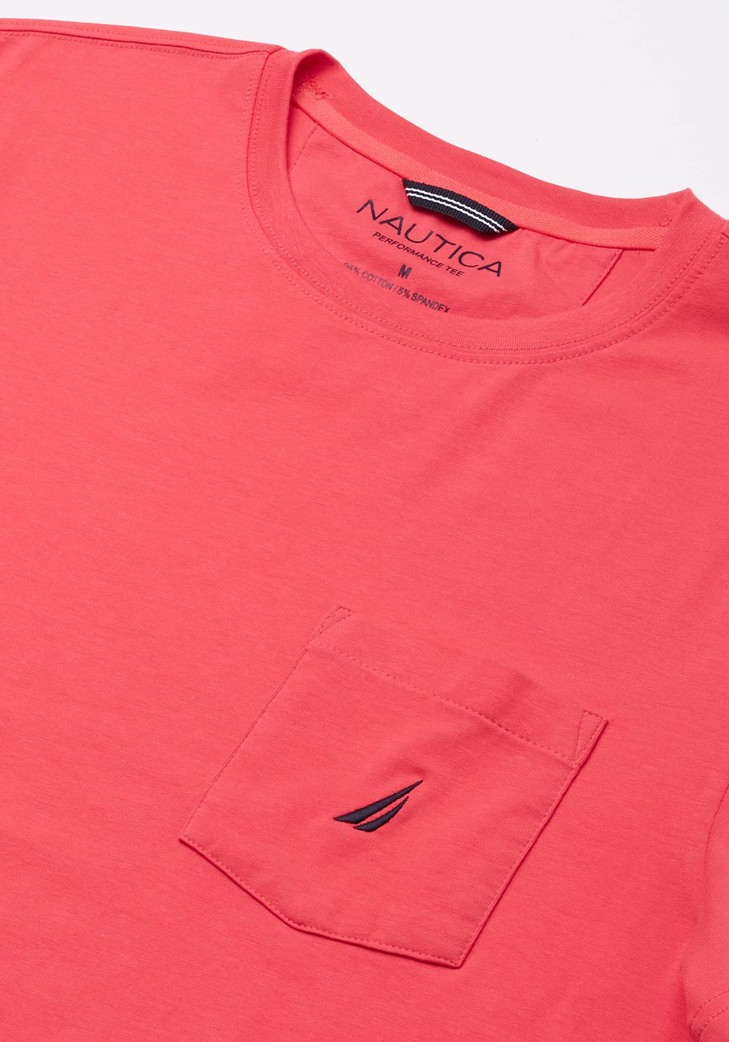 Nautica Men's Solid Crew Neck Short Sleeve Pocket T-Shirt, Melon Berry, X-Large