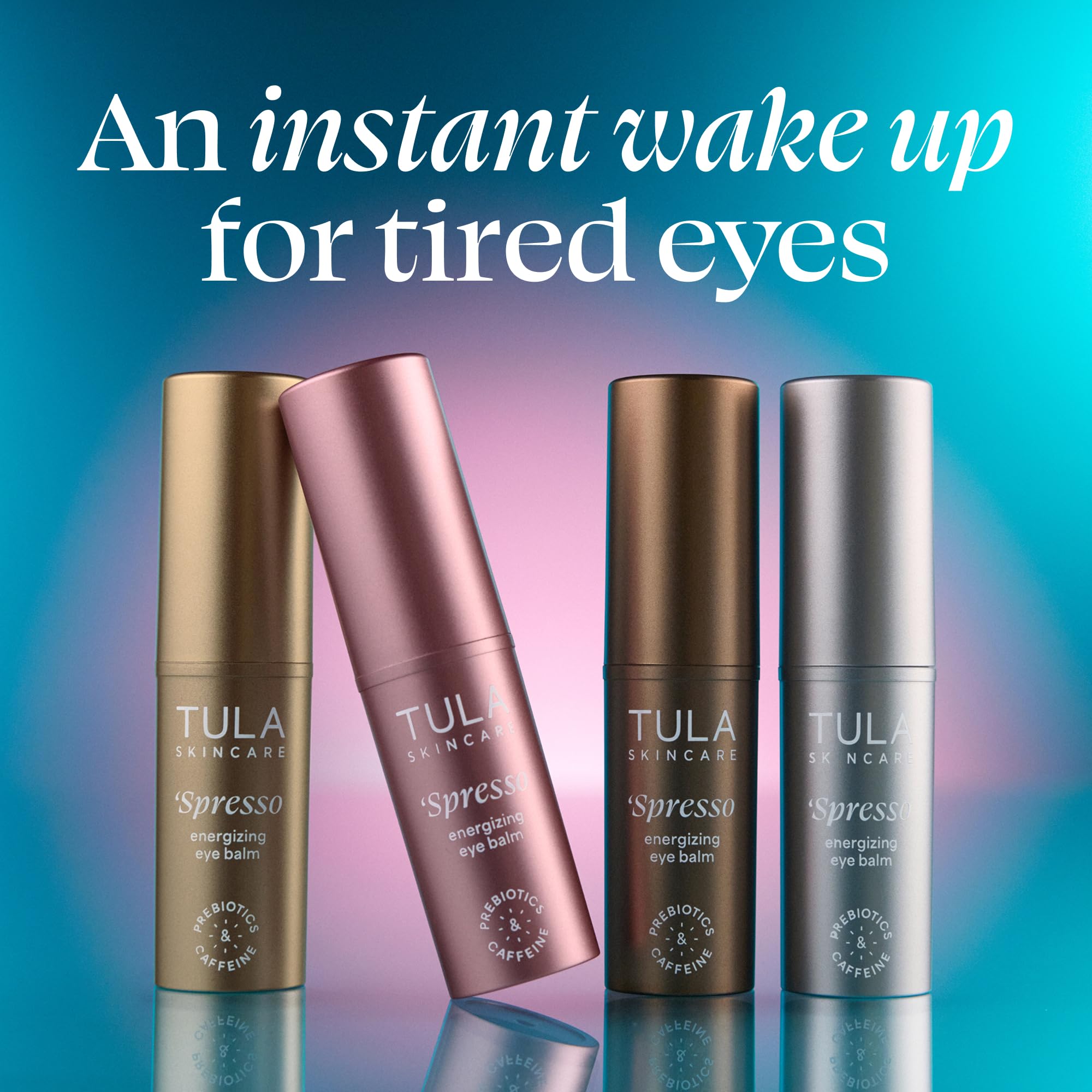 TULA Skin Care Spresso Energizing Eye Balm, Rose Glow - Energizing & Hydrating Caffeine Under Eye Treatment for Dark Circles, Portable and Perfect to Use On-the-go, 0.35 oz.