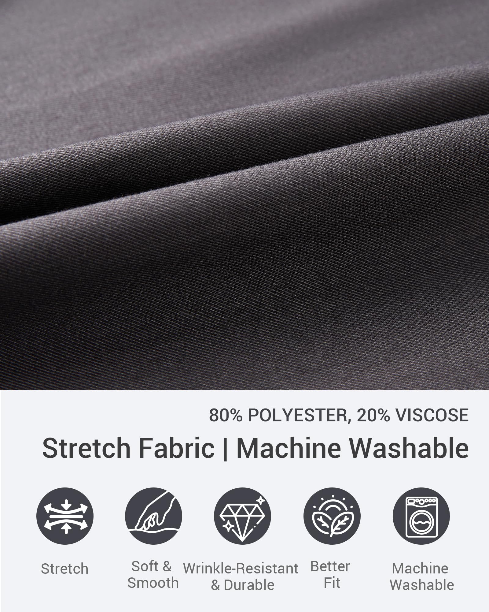 Men’s Slim Fit 2 Piece Suit Set, Stretch & Machine Washable, Single Breasted Business Formal Suit for Office & Wedding Guest