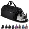 Fitgriff® Gym Bag for Men & Women with Shoe & Wet Compartment - Duffle Bag for Travel, Sports, Fitness & Workout (Full Black, 23 x 12 x 12″ (Medium))
