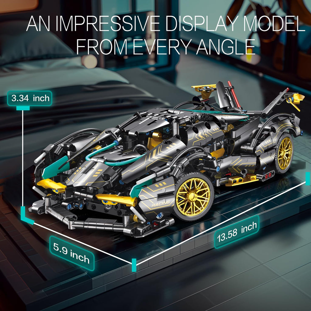 JSINMA Technic Sports Car Building Blocks Toys Boys or Adults Kits 1:14 MOC Lambo V12 Building Set Speed Champions Raceing Car Model Vehicle Set for 10 12 14+ Year Boys(1012pcs)