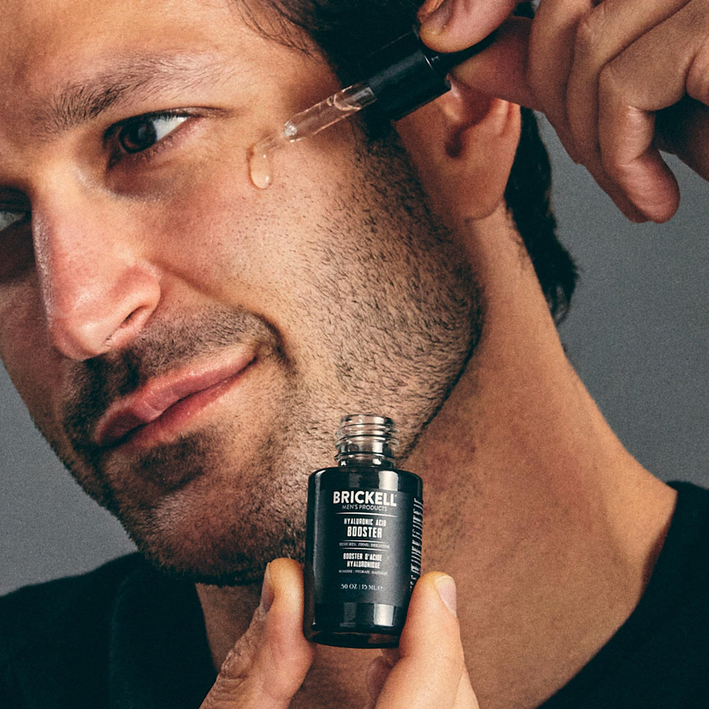 Brickell Men's Hyaluronic Acid Booster Serum for Men, Hyaluronic Acid Booster for Face to Hydrate and Nourish Skin, Reduce Fine Lines and Wrinkles, Unscented .50 Ounce