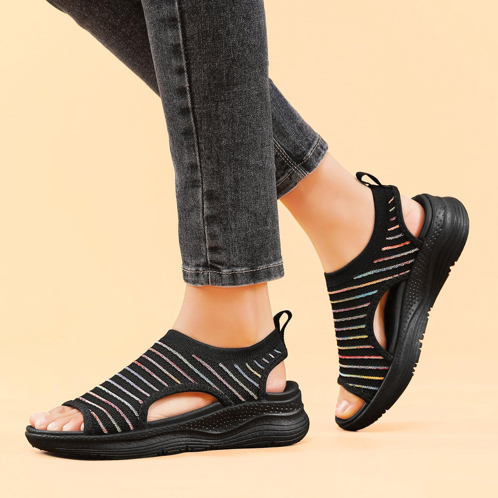 YESWIN Women Walking Sandals Arch Support Orthotic Comfortable Plantar Fasciitis Non-slip Casual Open Toe Sport Sandals for Athletic Summer Beach