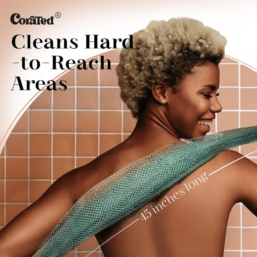 CORATED African Net Sponge Authentic, Shower Loofah Exfoliating Bath Sponge, Body Scrubber for Women and Men Daily Use Body Care, Travel Portable Bath Accessories Gifts for Women