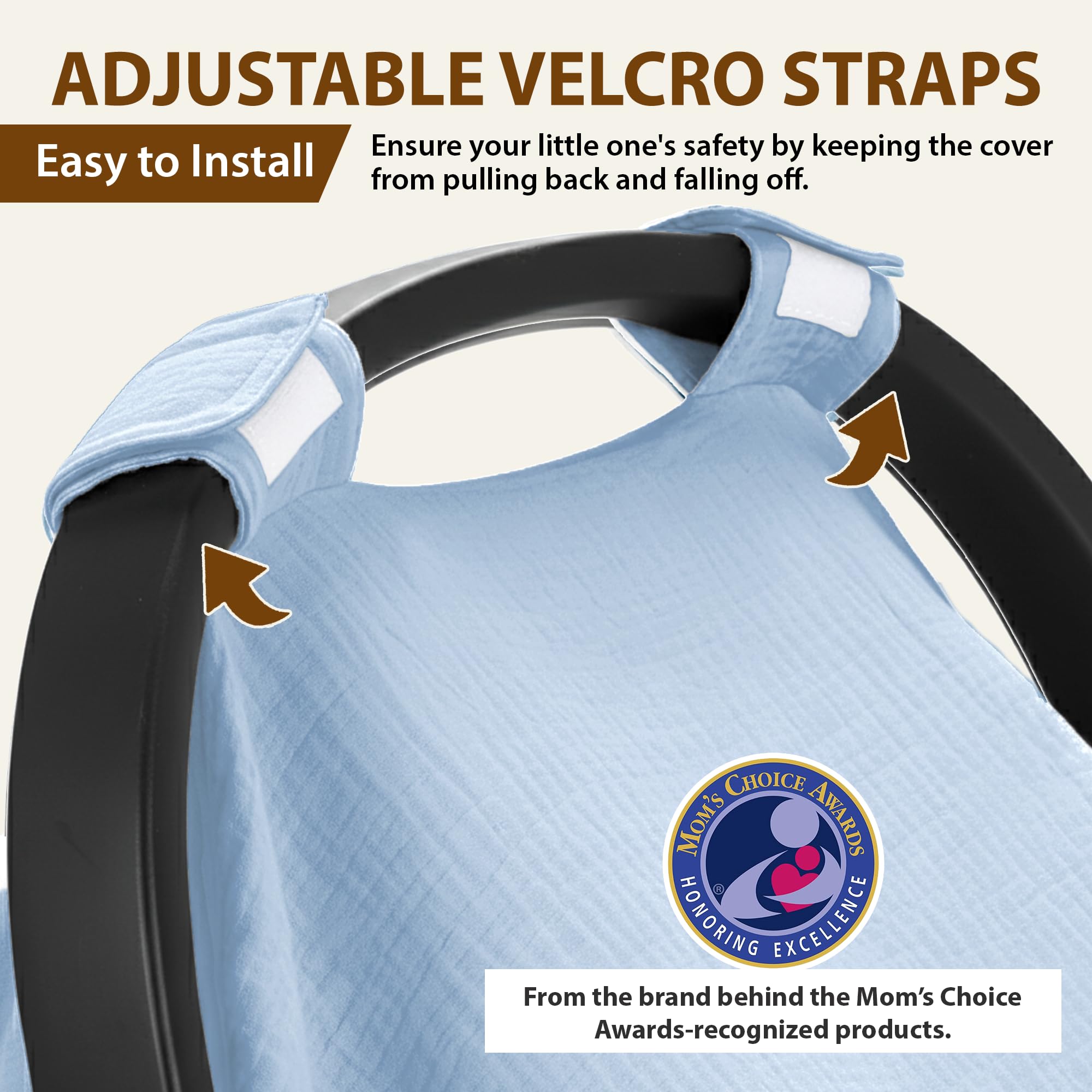 infancie 100% Organic Muslin Cotton Car Seat Cover 35 x 50 Inches Soft Touch Breathable Canopy, Protective Car Seat Cover Baby All Seasons Lightweight Car Seat Cover Travel Comfort (Blue)