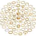 YEEZII 68 Pcs Gold Knuckle Rings Set for Women, Stackable Rings Boho Joint Finger Midi Ring Hollow Carved Crystal Stacking Rings Pack