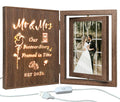 EYITUPC Wedding Gifts for Couples 2026 Light Up Mr and Mrs Picture Frame, Bridal Shower Gifts for Bride Groom, Rotating Wedding Photo Frames 4x6 for 2 Pictures