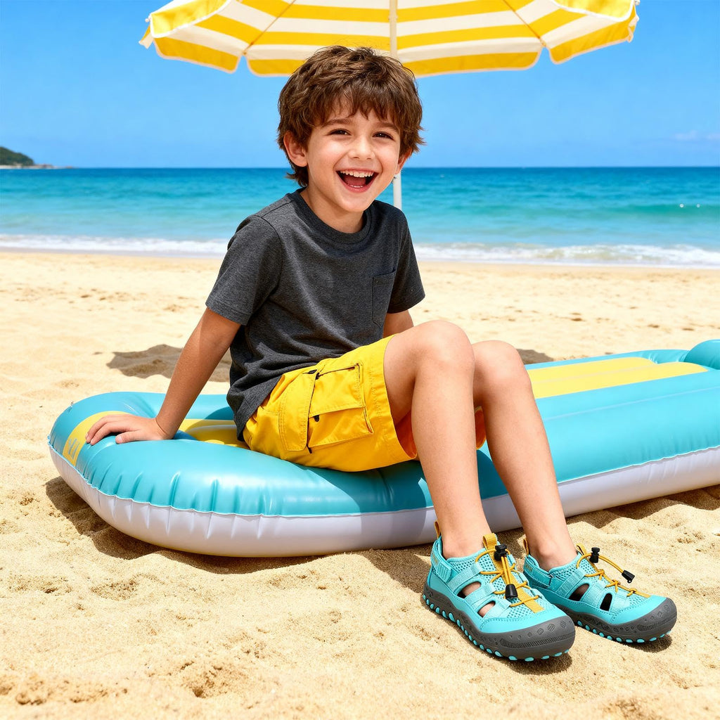 Mishansha Kids Outdoor Sport Sandals Closed Toe Adjustable Boys Girls Hiking Sandals Non-Slip Quick-Dry Water Sandal for Toddler Size 7.5 Cerulean Blue