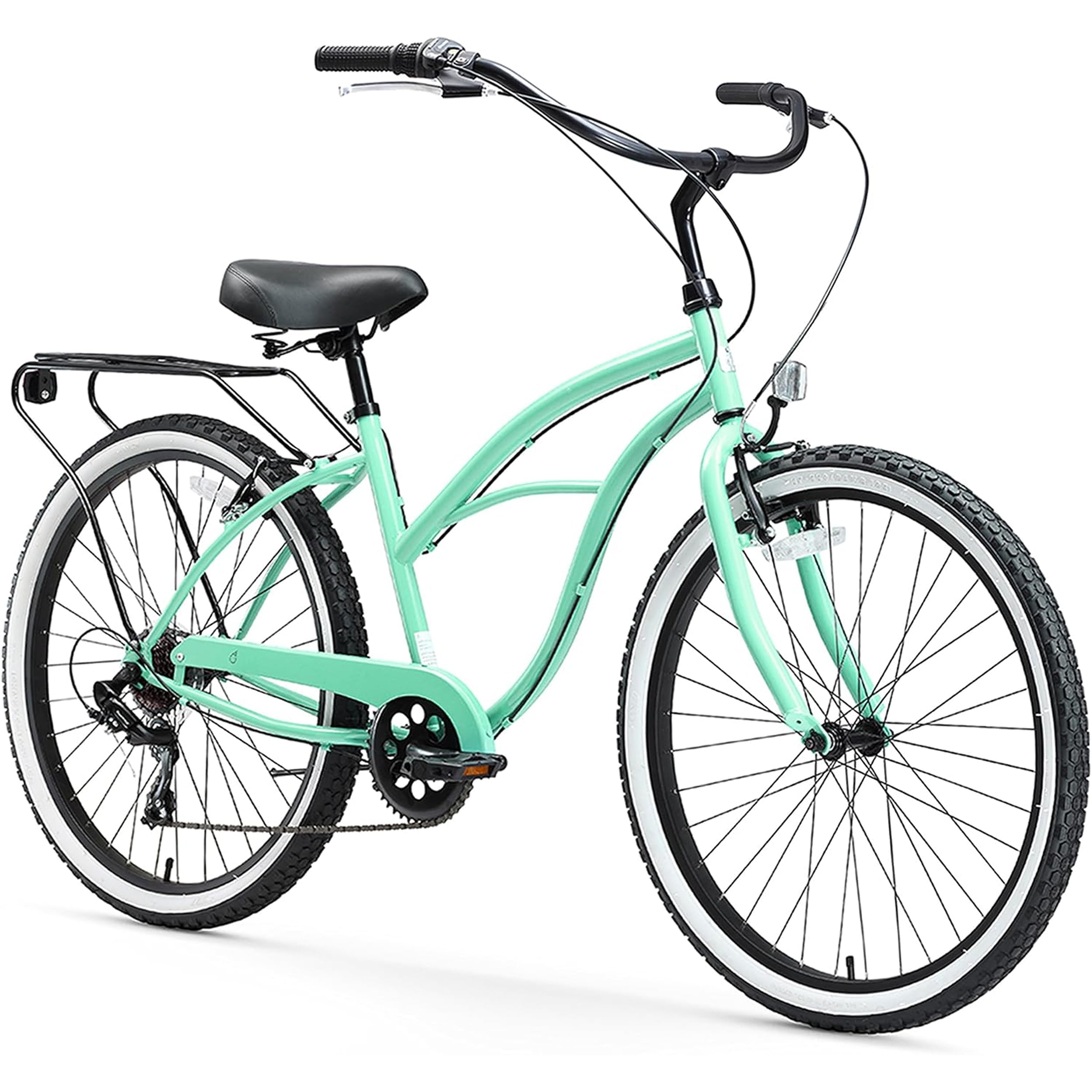 sixthreezero Around The Block Women's Beach Cruiser Bike, Hybrid Bicycle with Rear Rack